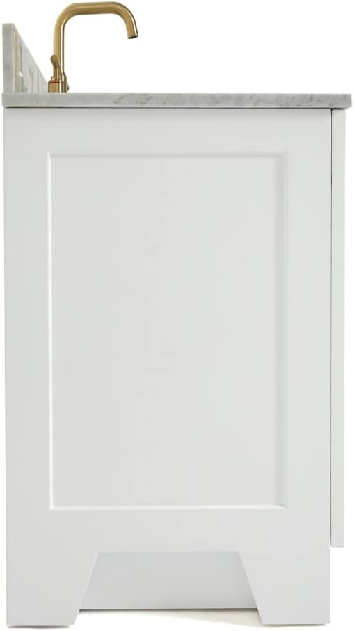ARIEL Taylor 73 in. Double Rectangle Sink Vanity with Carrara White Marble Countertop in White