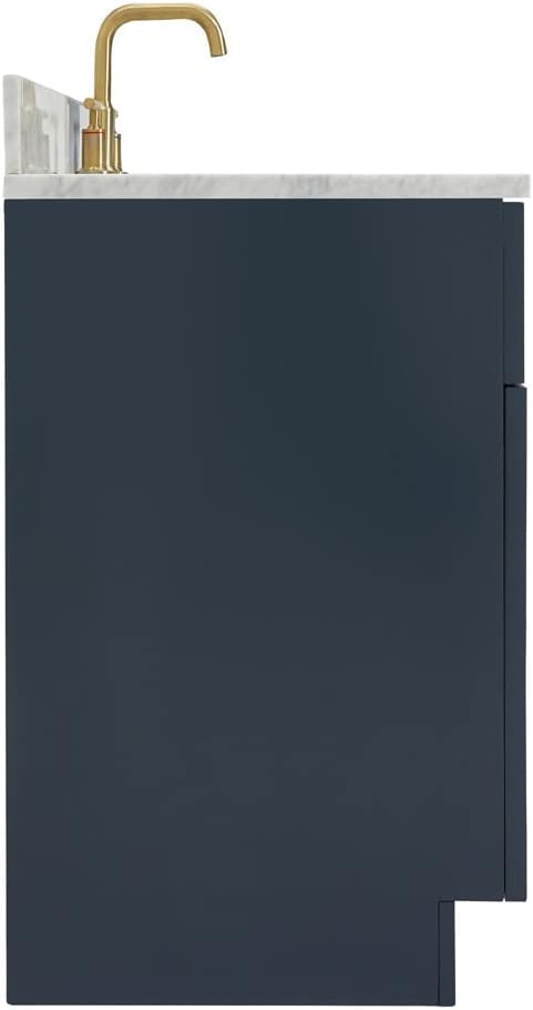 ARIEL Hamlet 43 in. Left Offset Rectangle Sink Vanity with 0.75 in. Carrara White Countertop in Midnight Blue