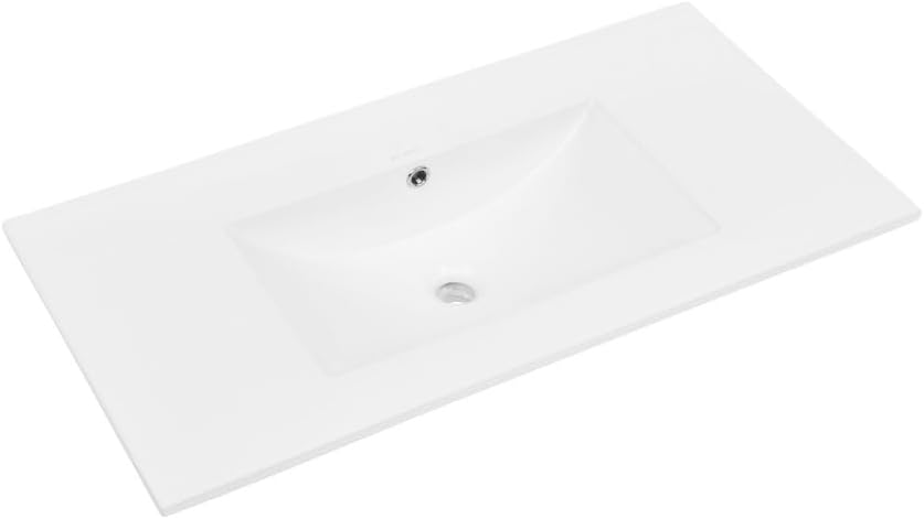 36' Zero Hole Vanity Sink Top in Glossy White