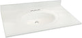 Transolid 1409-7721 Cultured Marble Vanity Top with an Oval Shaped Bowl, 22-in L x 37-in W x 0.5-in H, White on White