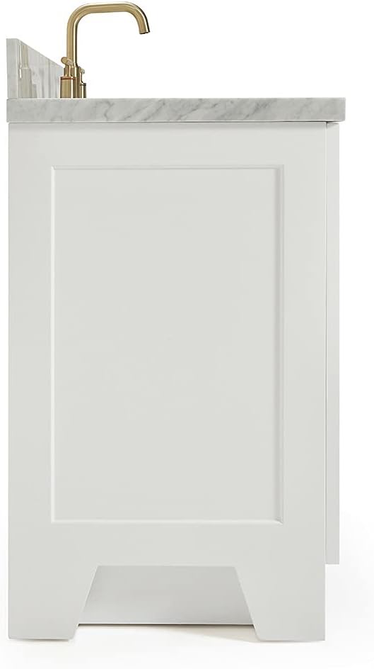ARIEL Taylor 30-inch Bathroom Vanity with Sink,Solid Wood, 1.5-inch Italian Carrara Marble Countertop, Single Rectangular Porcelain Sink, 2 Soft Closing Doors, 1 Dovetail Drawers, White
