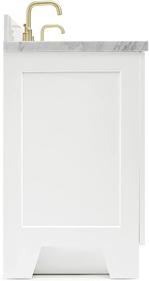 ARIEL Taylor 72-inch Bathroom Vanity with Sink,Solid Wood, 1.5-inch Italian Carrara Marble Countertop, Double Rectangular Porcelain Sink, 4 Soft Closing Doors, 6 Dovetail Drawers, White