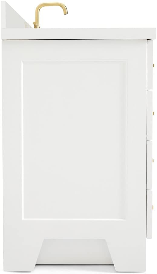 ARIEL Taylor 48-inch Bathroom Vanity with Sink,Solid Wood, 1.5-inch Pure White Quartz Countertop & Backsplash, Single Rectangular Porcelain Sink, 2 Soft Closing Doors, 9 Dovetail Drawers, White