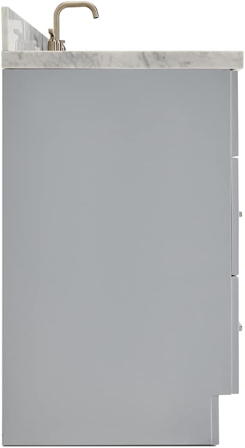 ARIEL Hamlet 42-inch Bathroom Vanity with Sink,Solid Wood, 1.5-inch Italian Carrara Marble Countertop & Backsplash, Single Oval Porcelain Sink, 2 Soft Closing Doors, 4 Dovetail Drawers, Grey