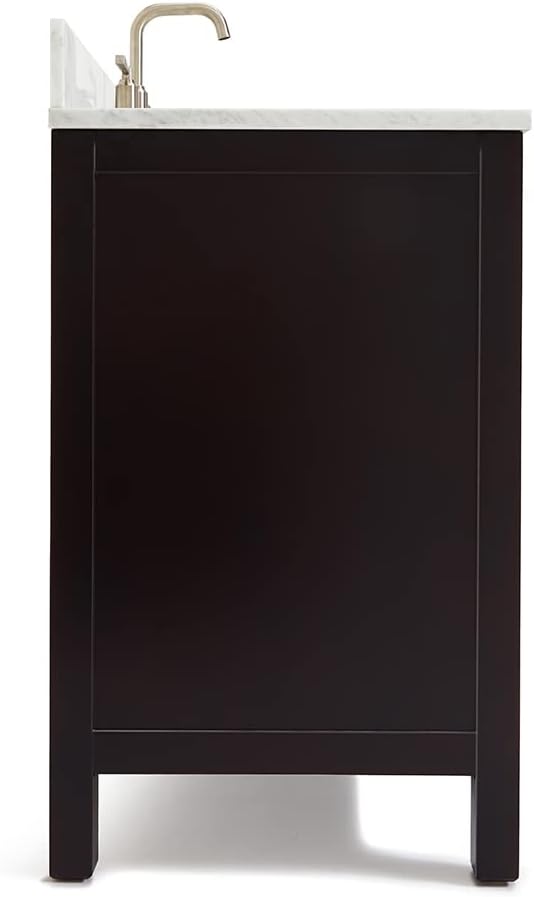 ARIEL Cambridge 43 in. Left Offset Rectangle Single Sink Vanity with Carrara White Marble Countertop in Espresso