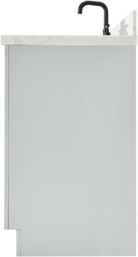 ARIEL 54' Grey Single Bathroom Vanity with Sink, 1.5' Italian Carrara Marble Countertop, Rectangular Undermount Sink, 2 Soft Closing Doors, 9 Dovetail Drawers