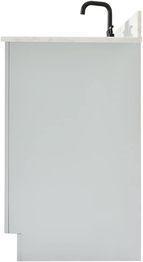 ARIEL Hepburn 43' Inch Right Offset Rectangle Sink Vanity with 0.75 Inch Edge Carrara White Countertop in Grey