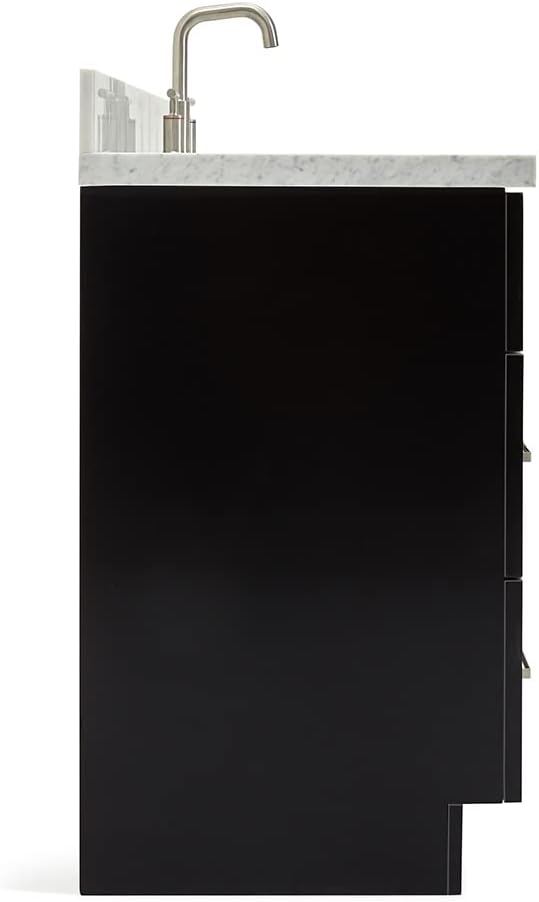 ARIEL Hamlet 36-inch Bathroom Vanity with Sink,Solid Wood, 1.5-inch Italian Carrara Marble Countertop, Single Rectangular Porcelain Sink, 2 Soft Closing Doors, 2 Dovetail Drawers, Black
