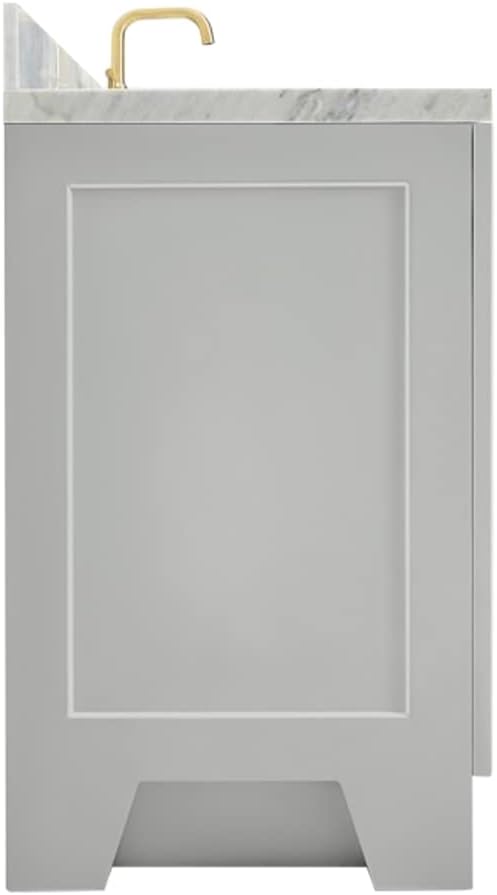 ARIEL Taylor 43 in. Left Offset Oval Sink Vanity with 1.5' Inch Carrara White Marble Countertop in Grey