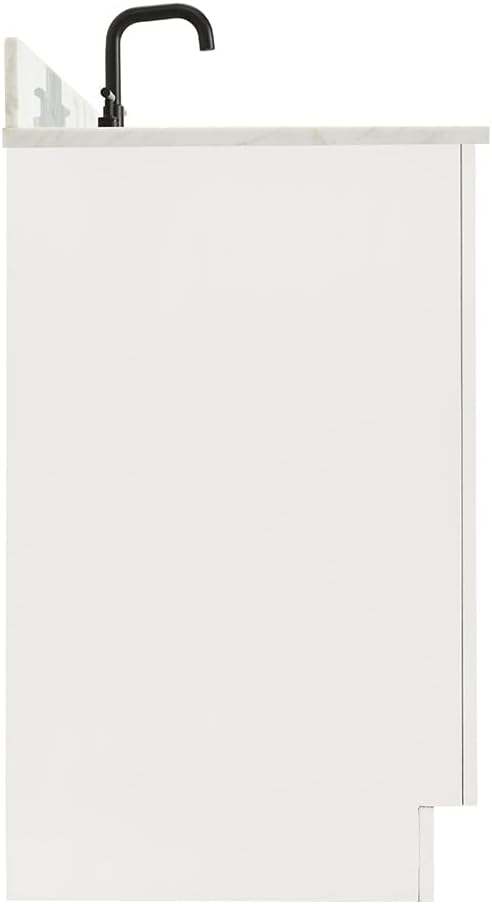 ARIEL Hepburn 43' Inch Right Offset Rectangle Sink Vanity with 0.75 Inch Edge Carrara White Countertop in White