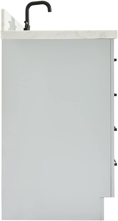 ARIEL Hepburn 43' Inch Left Offset Oval Sink Vanity with 1.5' Edge Carrara White Countertop in Grey
