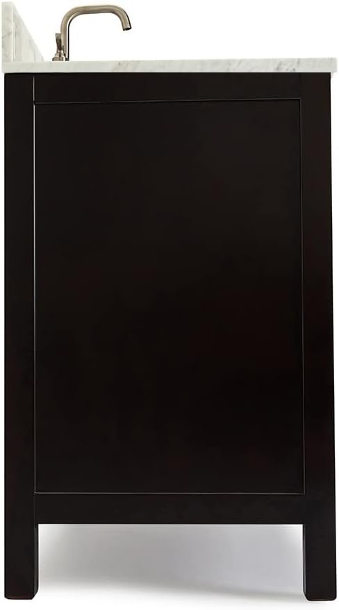 ARIEL Cambridge 36-inch Bathroom Vanity with Sink,Solid Wood, 0.75-inch Italian Carrara Marble Countertop, Single Rectangular Porcelain Sink, 2 Soft Closing Doors, 5 Dovetail Drawers, Espresso