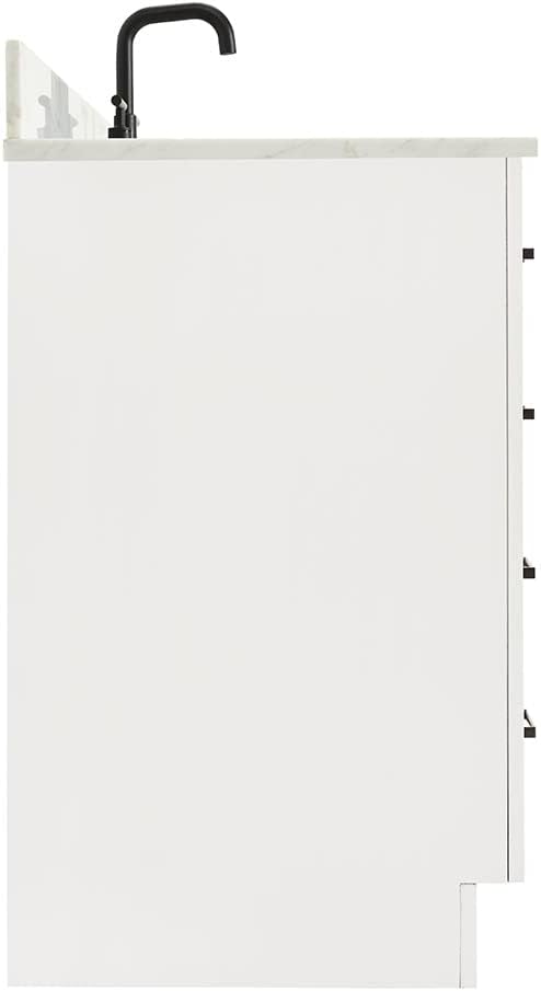 ARIEL Hepburn 43' Inch Left Offset Oval Sink Vanity with 0.75 Inch Edge Carrara White Countertop in White