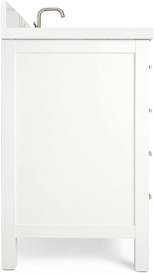 ARIEL Cambridge 36-inch Bathroom Vanity with Sink,Solid Wood, 1.5-inch Pure White Quartz Countertop & Backsplash, Single Oval Porcelain Sink, 2 Soft Closing Doors, 5 Dovetail Drawers, White