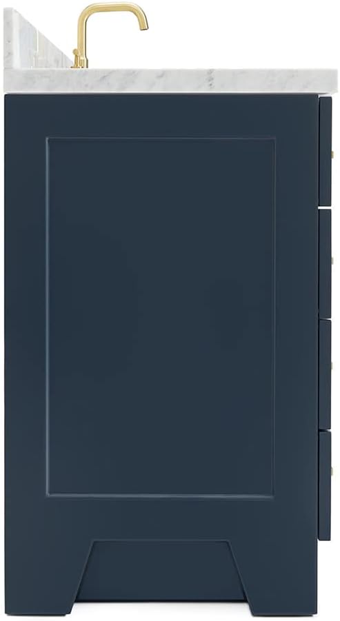 ARIEL 42' Gray Single Bathroom Vanity with Rectangular Sink, 1.5' Edge Pure White Quartz Countertop, Solid Wood Frame, 2 Soft-Closing Doors, 4 Dovetail Drawers, Satin Nickel
