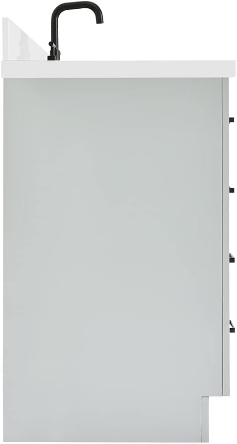 ARIEL 42-Inch Gray Single Bathroom Vanity with 1.5' Edge Pure White Quartz Countertop, Rectangular Undermount Sink, Solid Wood Frame, 2 Soft Closing Doors, 9 Dovetail Drawers, Toe Kick