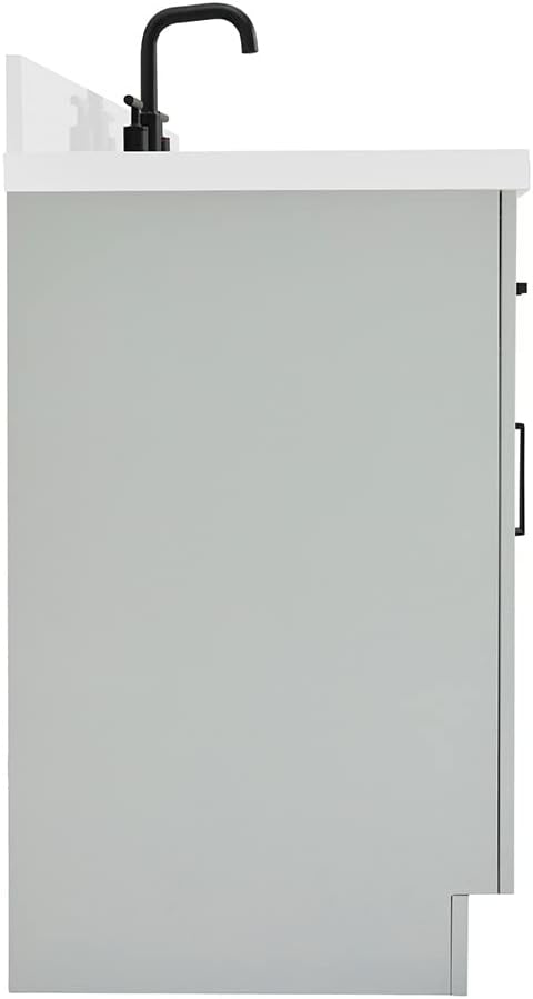 ARIEL Hepburn 30-inch Bathroom Vanity with Sink,Solid Wood, 1.5-inch Pure White Quartz Countertop & Backsplash, Single Oval Porcelain Sink, 2 Soft Closing Doors, 1 Dovetail Drawers, Grey