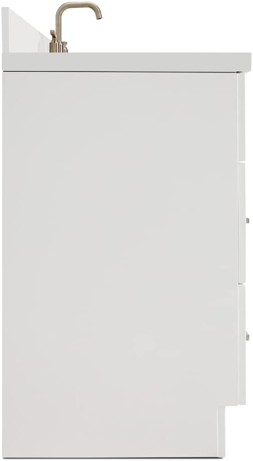ARIEL Hamlet 42-inch Bathroom Vanity with Sink,Solid Wood, 1.5-inch Pure White Quartz Countertop & Backsplash, Single Oval Sink, 2 Soft Closing Doors, 4 Dovetail Drawers, White
