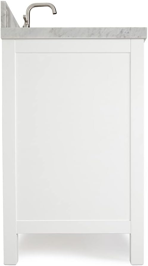 ARIEL Cambridge 36-inch Bathroom Vanity with Sink,Solid Wood, 1.5-inch Italian Carrara Marble Countertop, Single Rectangular Porcelain Sink, 2 Soft Closing Doors, 5 Dovetail Drawers, White