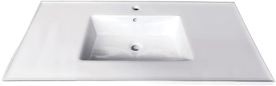Kingston Brass LBT372271 Continental 37-Inch Ceramic Vanity Sink Top (1 Hole) in White