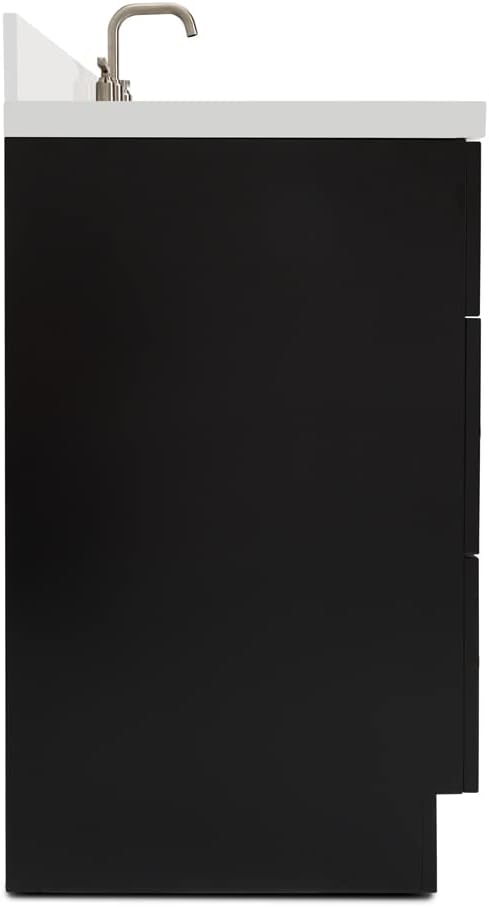 ARIEL 36' Grey Single Bathroom Vanity with Sink, 1.5' Pure White Quartz Countertop, Rectangular Undermount Sink, 2 Soft-Closing Doors, 2 Dovetail Drawers, Built-in Toe Kick