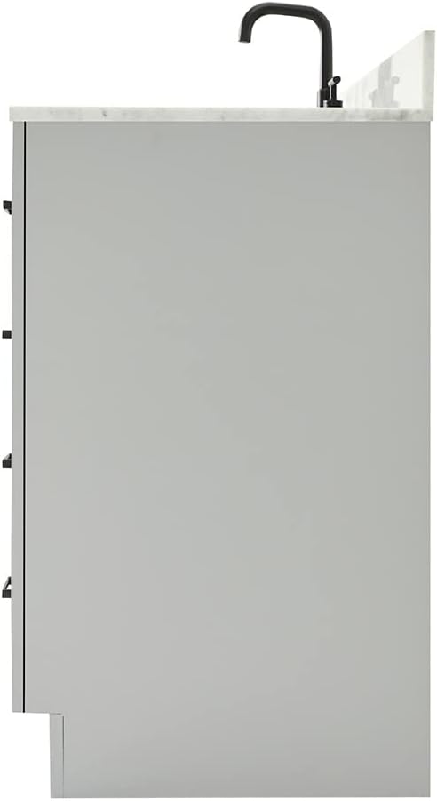 ARIEL Hepburn 60-inch Bathroom Vanity with Sink,Solid Wood, 0.75-inch Italian Carrara Marble Countertop, Single Rectangular Porcelain Sink, 2 Soft Closing Doors, 9 Dovetail Drawers, Grey