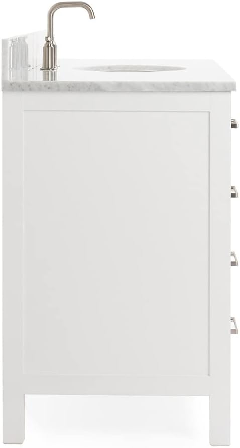 ARIEL Cambridge 55 in. Single Oval Sink Vanity with Carrara White Marble Countertop in White