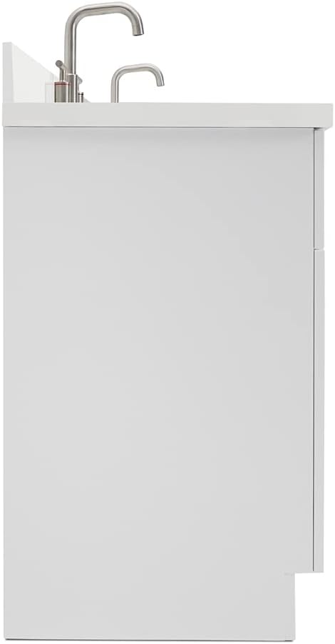 ARIEL Hamlet 72-inch Bathroom Vanity with Sink,Solid Wood, 1.5-inch Pure White Quartz Countertop & Backsplash, Double Rectangular Porcelain Sink, 4 Soft Closing Doors, 3 Dovetail Drawers, White