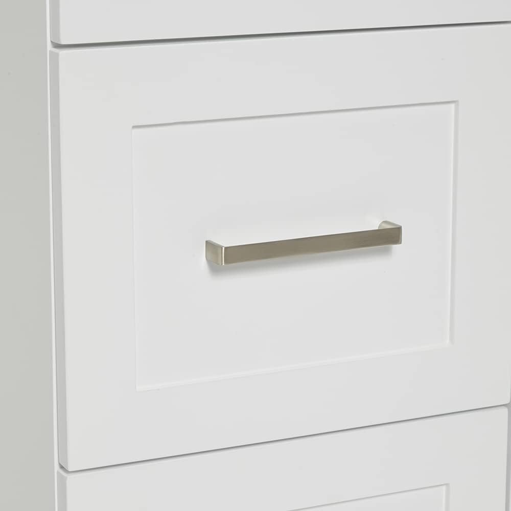 ARIEL Hamlet 54-inch Bathroom Vanity with Sink,Solid Wood, 1.5-inch Pure White Quartz Countertop & Backsplash, Single Rectangular Porcelain Sink, 2 Soft Closing Doors, 4 Dovetail Drawers, White
