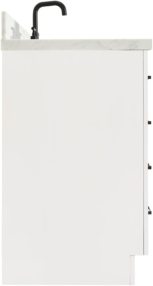 ARIEL Hepburn 43' Inch Left Offset Oval Sink Vanity with 1.5' Edge Carrara White Countertop in White