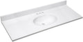 BOWERY HILL Cultured Marble Single Bowl Vanity Top, 49x19, Solid White Finish, Oval Sink, Pre-Drilled 4' Faucet Holes, Integrated Backsplash, Modern Bathroom Countertop