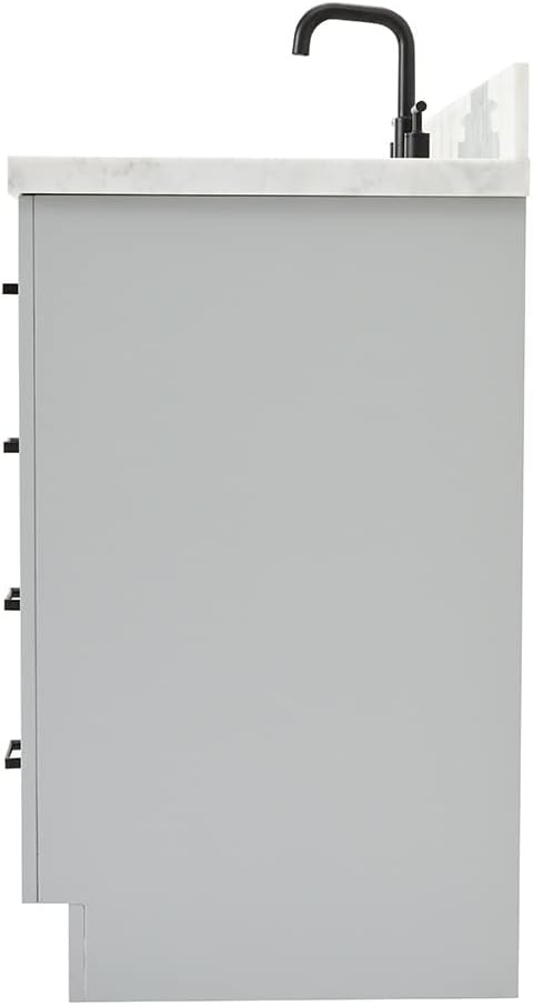 ARIEL Hepburn 54-inch Bathroom Vanity with Sink,Solid Wood, 1.5-inch Italian Carrara Marble Countertop & Backsplash, Single Oval Porcelain Sink, 2 Soft Closing Doors, 9 Dovetail Drawers, Grey