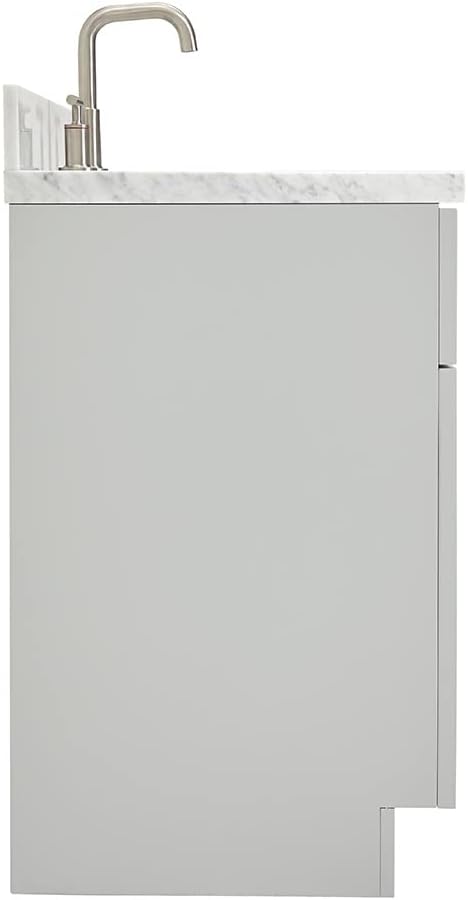 DKB Bradford 42' Grey Bathroom Vanity with Sink, 1.5' Edge Italian Carrara Marble Countertop, Oval Sink, 2 Soft Closing Doors, 2 Full Extension Dovetail Drawers, Brushed Nickel