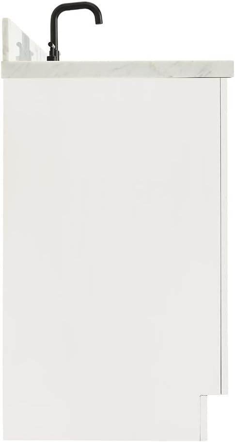 ARIEL 54' White Single Bathroom Vanity with Sink, 1.5' Italian Carrara Marble Countertop, Rectangular Undermount Sink, 2 Soft Closing Doors, 8 Dovetail Drawers, 1 Tilt Drawer