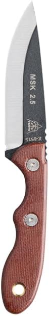 TOPS Knives Mini Scandi Knife Full Tang Fixed Blade- Black Traction Coating Blade Finish- Black Kydex Sheath