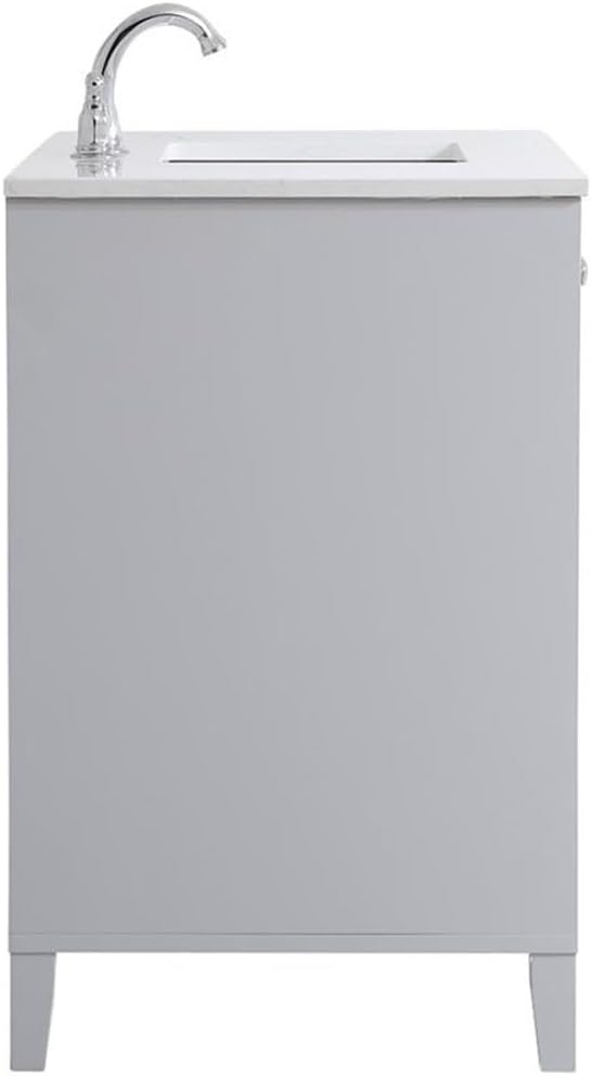 Pemberly Row 42' Traditional Bathroom Vanity, Gray Finish, Quartz Top with Porcelain Undermount Sink, MDF and Rubberwood Construction, Brushed Nickel Hardware, Freestanding Design for Bathroom Use