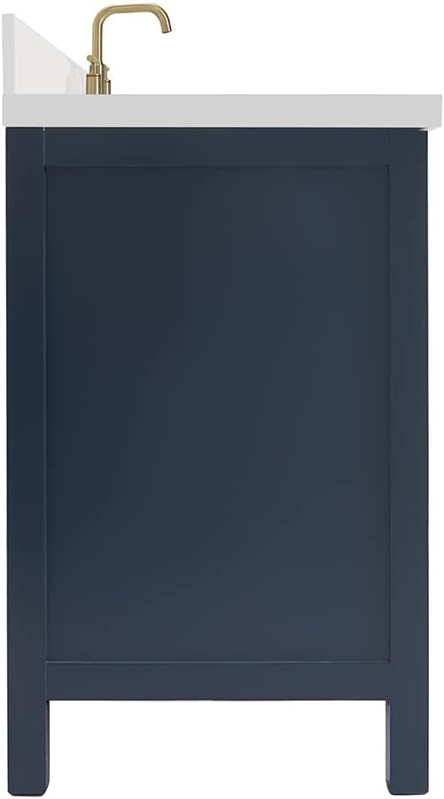 ARIEL Cambridge 42-inch Bathroom Vanity with Sink,Solid Wood, 1.5-inch Pure White Quartz Countertop, Single Rectangular Porcelain Sink, 2 Soft Closing Doors, 9 Dovetail Drawers, Midnight Blue