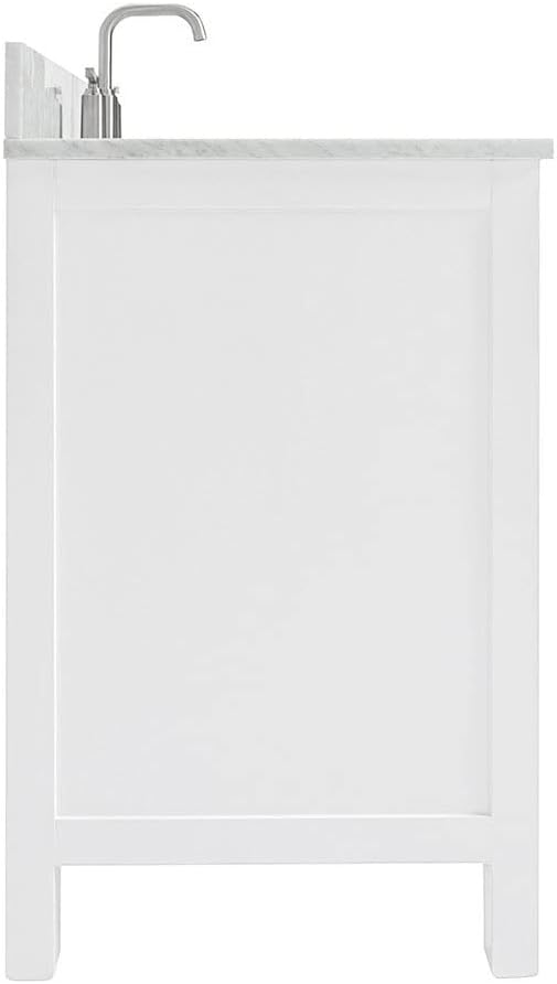 ARIEL Cambridge 43 in. Left Offset Rectangle Single Sink Vanity with Carrara White Marble Countertop in White