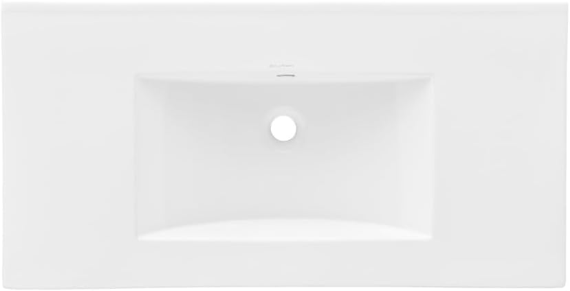 36' Zero Hole Vanity Sink Top in Glossy White