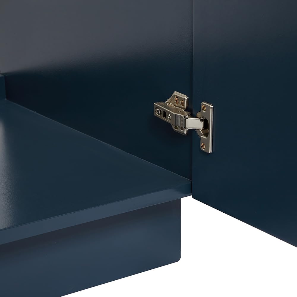 ARIEL Hamlet 30-inch Bathroom Vanity with Sink,Solid Wood, 0.75-inch Italian Carrara Marble Countertop & Backsplash, Single Oval Porcelain Sink, 2 Soft Closing Doors, Midnight Blue