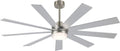 LEDLUX 72' Ceiling Fan with Light, 6-Speed Remote Control, Reversible DC Motor, Modern 9 Blades Silver with 4.5'/12'/24' Downrods for Home or Commercial, Living Room/Restaurant