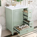 Bellemave Bathroom Vanity with Ceramic Sink & 3 Drawers, 24' Bathroom Cabinet with Storage Shelves & Solid Wood Base, Freestanding Vanity Cabinet with Organizer (Light Green/24)