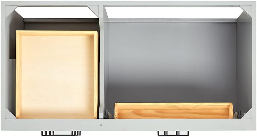 ARIEL 54' Grey Single Bathroom Vanity with Sink, 1.5' Italian Carrara Marble Countertop, Rectangular Undermount Sink, 2 Soft Closing Doors, 9 Dovetail Drawers