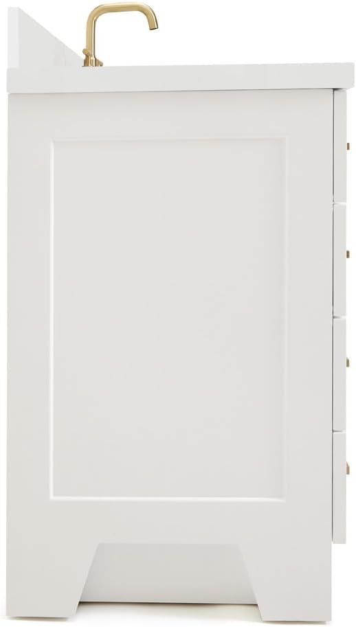 ARIEL Taylor 42-inch Bathroom Vanity with Sink,Solid Wood, 1.5-inch Pure White Quartz Countertop, Single Rectangular Porcelain Sink, Soft Closing Doors, Dovetail Drawers, White
