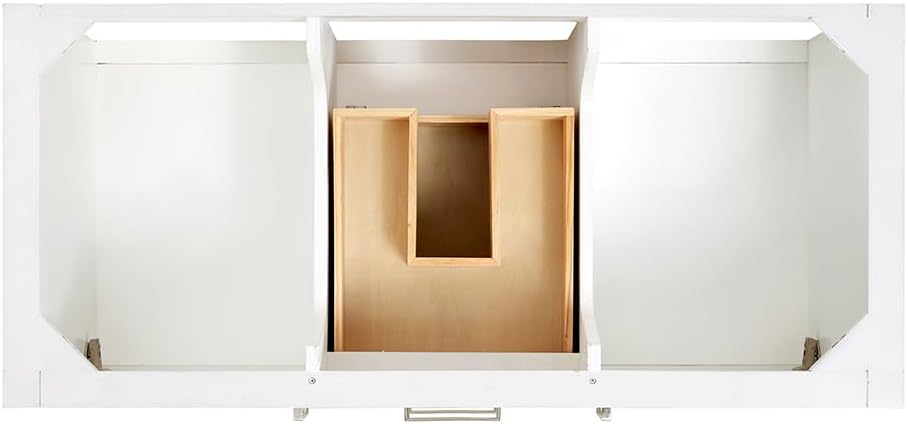 ARIEL Bayhill 48-inch Bathroom Vanity with Sink,Solid Wood, 0.75-inch Italian Carrara Marble Countertop, Single Rectangular Porcelain Sink, 2 Soft Closing Doors, 2 Dovetail Drawers, White
