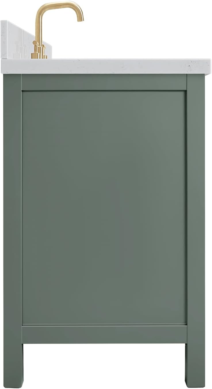 ARIEL Cambridge 42 Inch Single Rectangle Sink Bathroom Vanity with Carrara White Quartz Countertop 1.5 Inch in Vintage Green