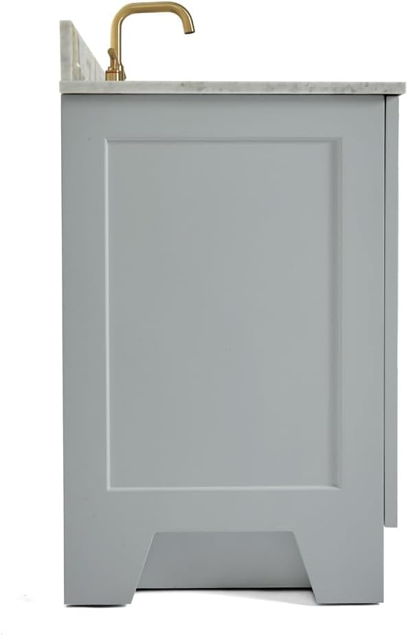 ARIEL Taylor 72-inch Bathroom Vanity with Sink,Solid Wood, 0.75-inch Italian Carrara Marble Countertop, Double Rectangular Porcelain Sink, 4 Soft Closing Doors, 6 Dovetail Drawers, Grey
