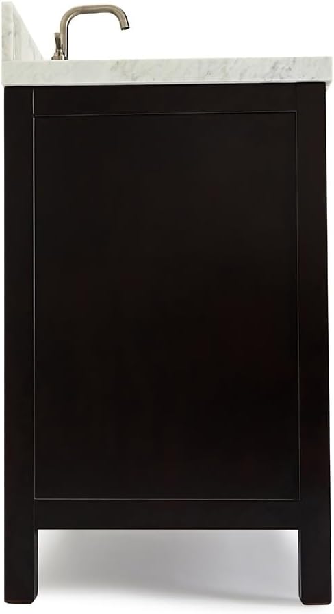 ARIEL Cambridge 36-inch Bathroom Vanity with Sink,Solid Wood, 1.5-inch Italian Carrara Marble Countertop, Single Rectangular Porcelain Sink, 2 Soft Closing Doors, 5 Dovetail Drawers, Espresso
