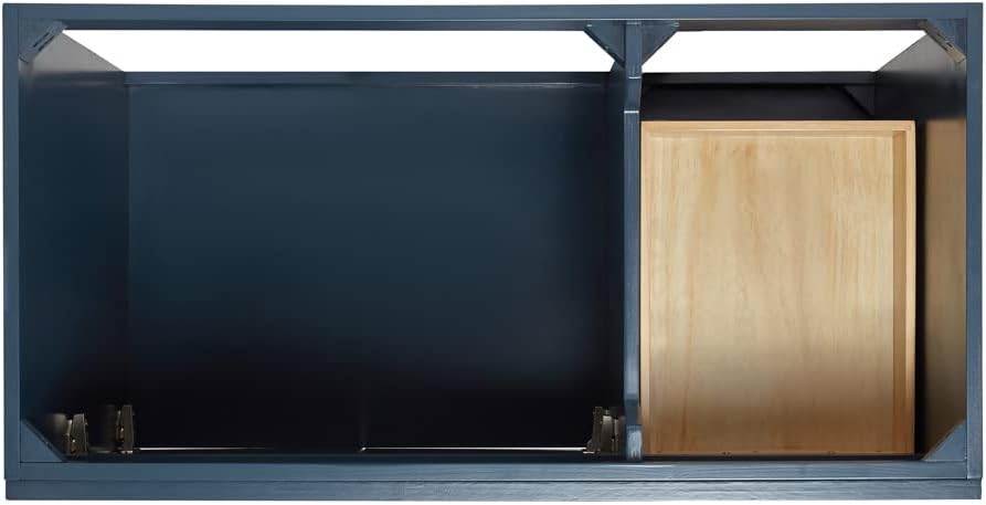 DKB Bradford 42' Midnight Blue Single Bathroom Vanity with Sink, 1.5' Italian Carrara Marble Countertop, Solid Wood, Rectangular Undermount Sink, Soft Closing Doors & Dovetail Drawers, Brushed Nickel