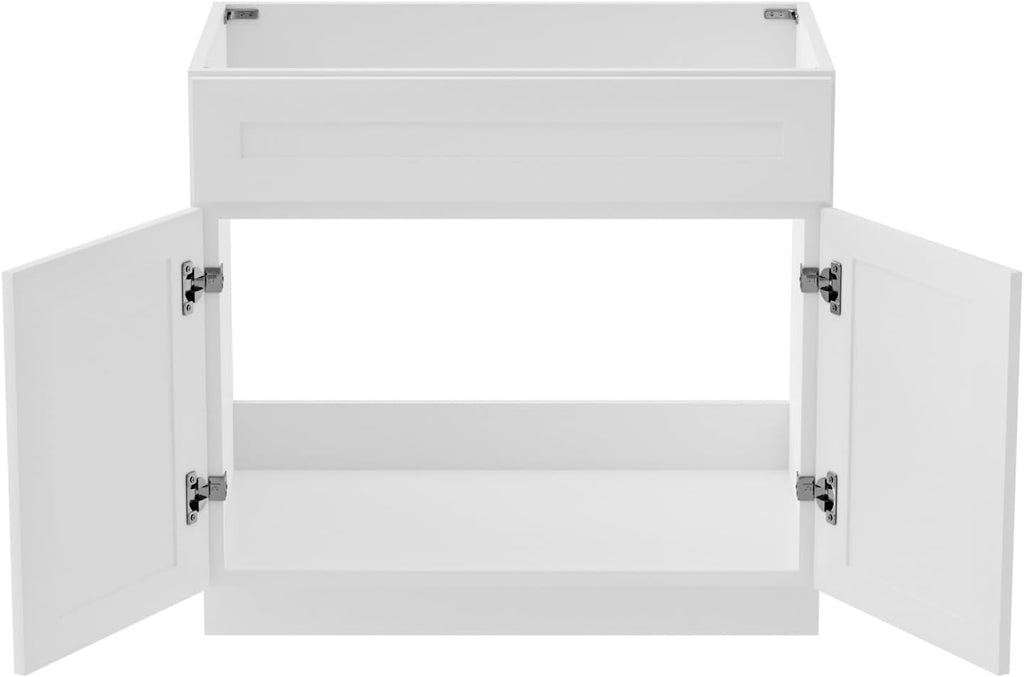 KitchenMan 36 Inch Bathroom Vanity Unassembled Bathroom Sink Cabinet and Vanity for Bathroom, White (Handles and Sink Basin Not Included)